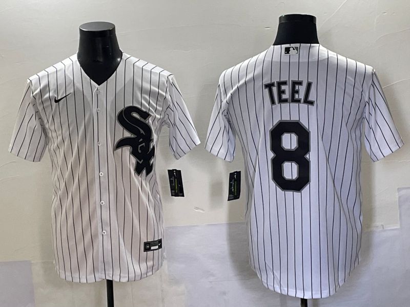 Men 2025 Chicago White Sox #8 Teel White Stripe Game Nike MLB Jersey style 1->ncaa teams->NCAA Jersey